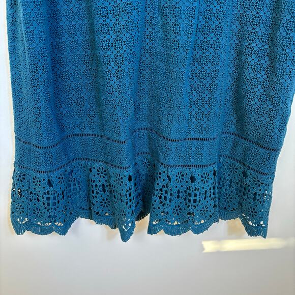 Talbots Eyelet Lace Sheath Dress Size 22W Teal Graceful Cocktail Elegant Holiday - Picture 11 of 14